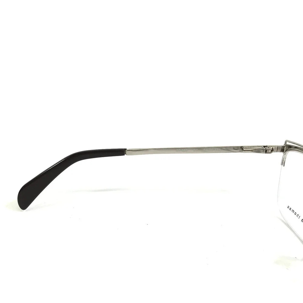 Adin Thomas Eyeglasses Frames AT-426 C2 Brown Silver Cat Eye Half Rim 52-16-135
